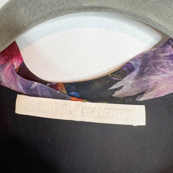 JASON WU COLLECTION Lavalier Bow floral dress pleated skirt long sheer sleeve - Picture 6 of 9